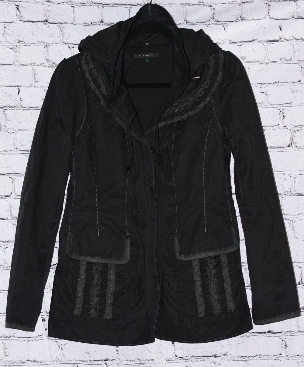 Elie Tahari Women's Black Jessie Jacket Petite Small Hoodie